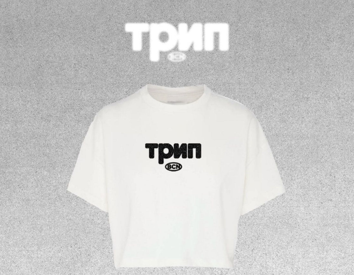 трип to barcelona cropped t-shirt