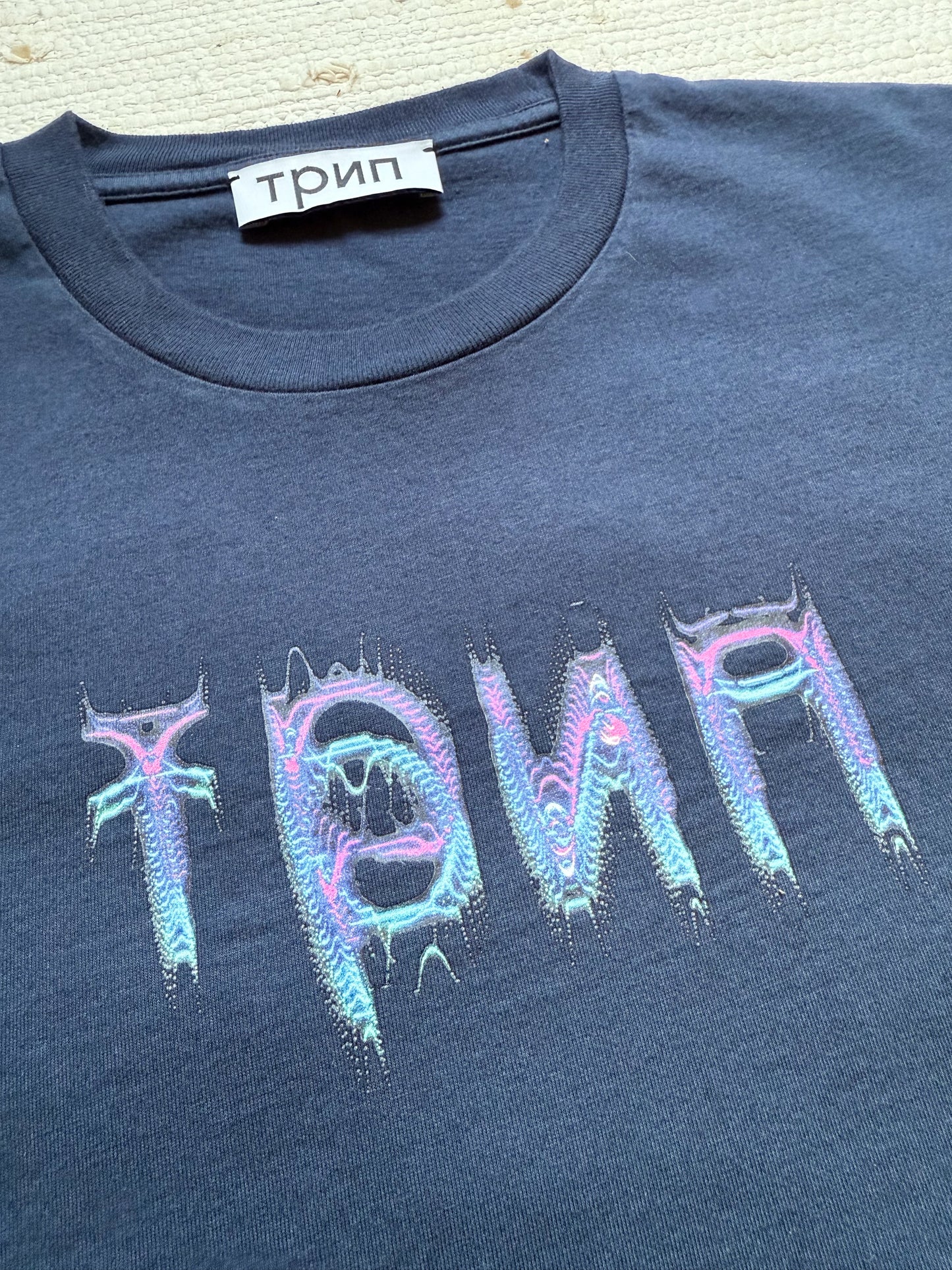 navy трип t-shirt w/ purple logo