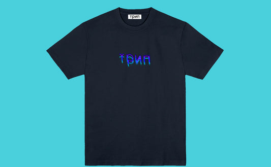 navy трип t-shirt w/ purple logo