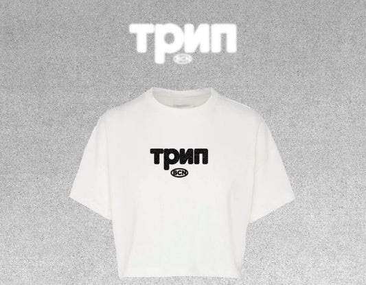трип to barcelona cropped t-shirt